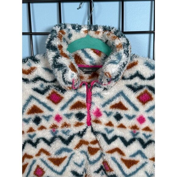 Eddie Bauer 1/4 Zip Vanilla Aztec Ultrasoft Fleece Faux Fur Jacket Womens S - Picture 3 of 9